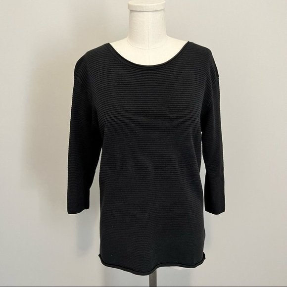 Aritzia Wilfred Black Blanchard Sweater Ribbed Knit Silk Cotton Cashmere Blend - Picture 6 of 15